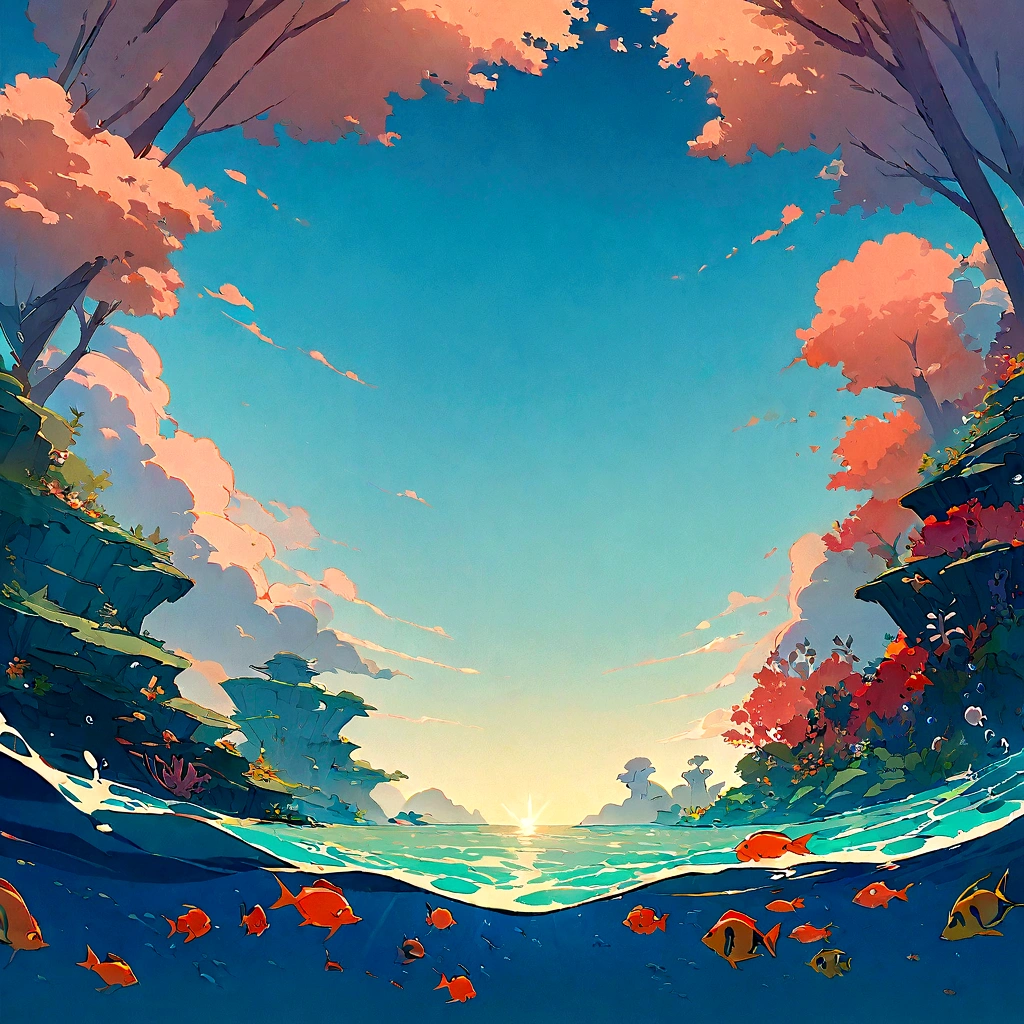 simple, 4K, hapiness, Flat background, illustration, Underwater, Ocean, Background for kids, rich and colorful, reef, Flat Color,儿童插画Ocean马,可爱Ocean马,Ocean马,Ocean洋背景,masterpiece,(Highly detailed CG Unity 8k wallpaper),(Best quality),(Best Illustration Award),背景是Ocean洋主题,融入Natural Elements,(Natural Elements),(Ocean洋主题),可爱的Ocean马插画