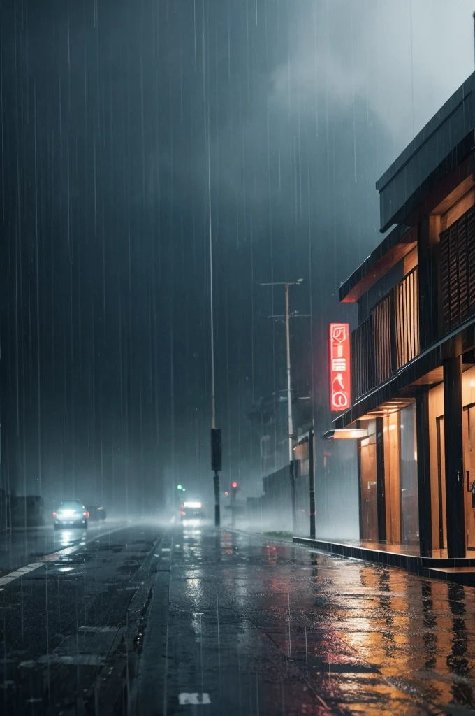 Scenery raining outside