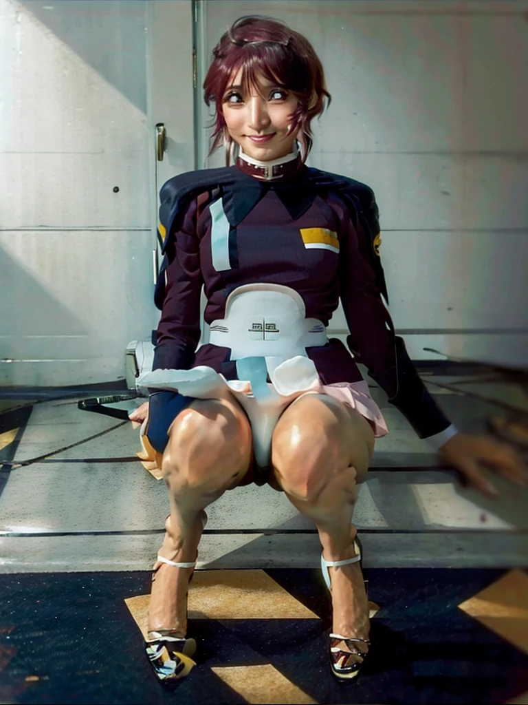 Actual Photos、Best image quality、The real picture、Squat down and spread your legs、Beautiful and great smile、(Navy blue panties:1,4)、Rubbing with the right hand、Gundam SEED uniform mini skirt、Yuko Sugai、Japanese women, 、ponytail、Satomi Ishihara、pretty girl、Navy blue pantiesが丸見え、(White panties:1.3)、Ultra mini skirt、Beautiful thighs、Navy blue panties、ミニスカートがめくれてNavy blue pantiesが見えてる