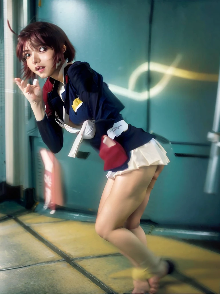 Actual Photos、Best image quality、The real picture、Squat down and spread your legs、Beautiful and great smile、（Navy blue panties:1,4）、Rubbing with the right hand、Gundam SEED uniform mini skirt、Yuko Sugai、Japanese women, 、ponytail、Satomi Ishihara、pretty girl、Navy blue pantiesが丸見え、（White panties:1.3）、Ultra mini skirt、Beautiful thighs、Navy blue panties、ミニスカートがめくれてNavy blue pantiesが見えてる