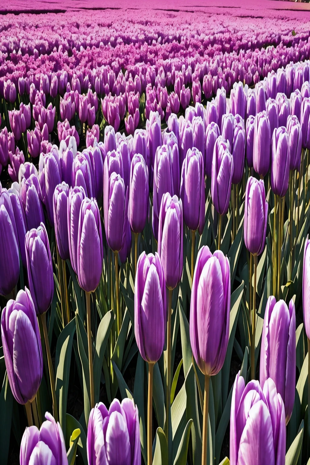 many lilac tulips