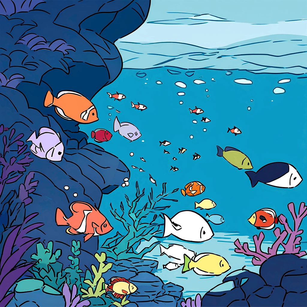 可爱Ocean马,Ocean马,simple, 4K, hapiness, illustration, Underwater, Ocean, Background for kids, rich and colorful, reef, Flat Color,??插画Ocean马,Ocean洋背景,masterpiece,(Highly detailed CG Unity 8k wallpaper),(Best quality),(Best Illustration Award),背景是Ocean洋主题,Incorporating natural elements,(Ocean洋元素),(Ocean洋主题),可爱的Ocean马插