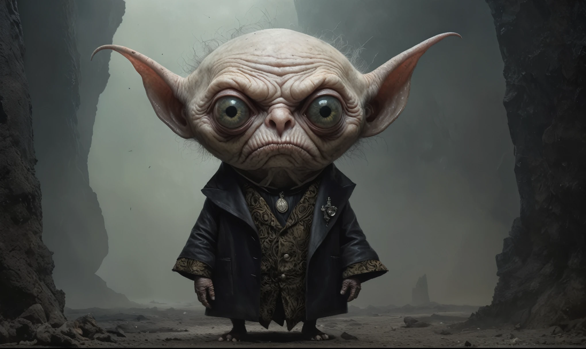 Full body length shot, famous artwork by (tom bagshaw:1.1), detailed expressive eyes, fantasy style, the grumpy lubwad is a tiny creature that prospers in intense heat, building its resiliforged lairs in the flanks of active volcanoes on planet ramsnuggle vi, here we get a good look at its dark ears and intricate eyes as it lays in ambush to prey on the grubby sneezlenook from the shadows of its yarbled hideout
RAW photo, realistic texture, extremely detailed, absurdres, sharp focus, volumetric lighting, subsurface scattering
realistic skin, (natural skin:1), (skin details, skin texture:1.1), (skin pores:1), (skin imperfections:0.3),
Mestichino,Light particles,marble leather ,ink photography ,RAW, NIKON Z9,ink photorealism,Mestichino,Light particles,marble leather ,ink photography