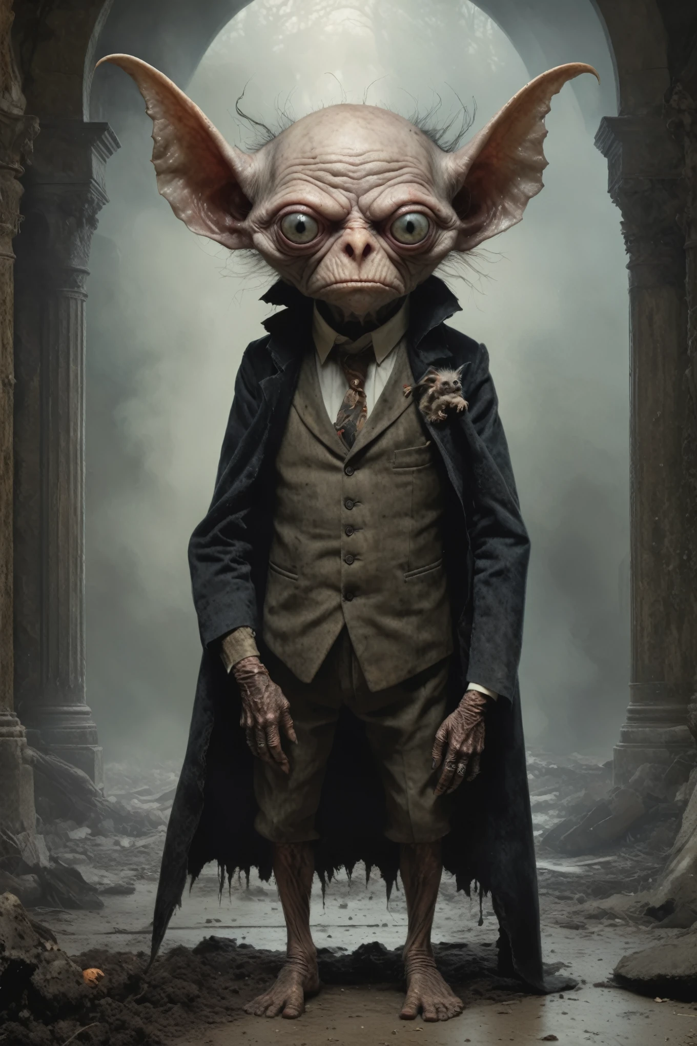 Full body length shot, famous artwork by (tom bagshaw:1.1),high detailed expressive eyes, fantasy style, the grumpy lubwad is a tiny creature that prospers in intense heat, building its resiliforged lairs in the flanks of active volcanoes on planet ramsnuggle vi, here we get a good look at its dark ears and intricate eyes as it lays in ambush to prey on the grubby sneezlenook from the shadows of its yarbled hideout
RAW photo, realistic texture, extremely detailed, absurdres sharp focus, volumetric lighting, subsurface scattering
realistic skin, (natural marble skin:1), (skin details,marble skin texture:1.1), (skin pores:1), (skin imperfections:0.3),
Mestichino,Light particles,marble leather ,ink photography ,RAW, NIKON Z9,ink photorealism,Mestichino,Light particles,marble leather ,ink photography , school of magic