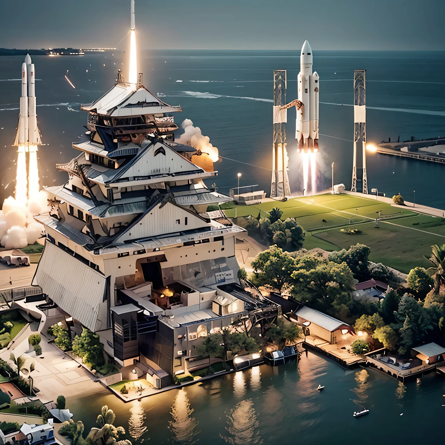 best quality, ultra-detailed, (rocket launch site:1.3),
