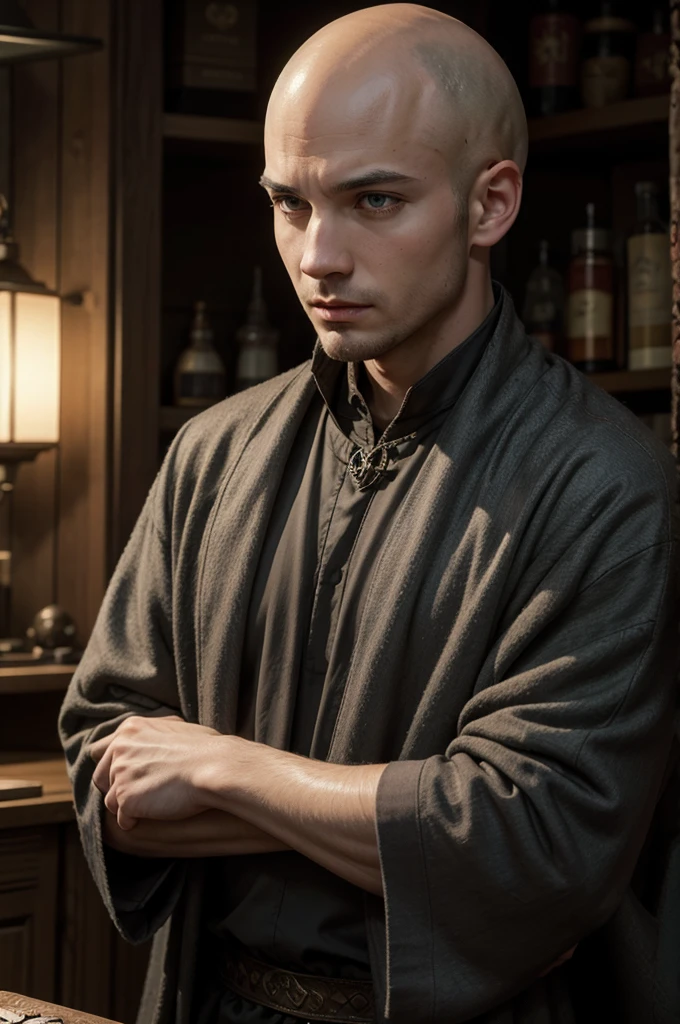 Bald RPG wizard in the taberna