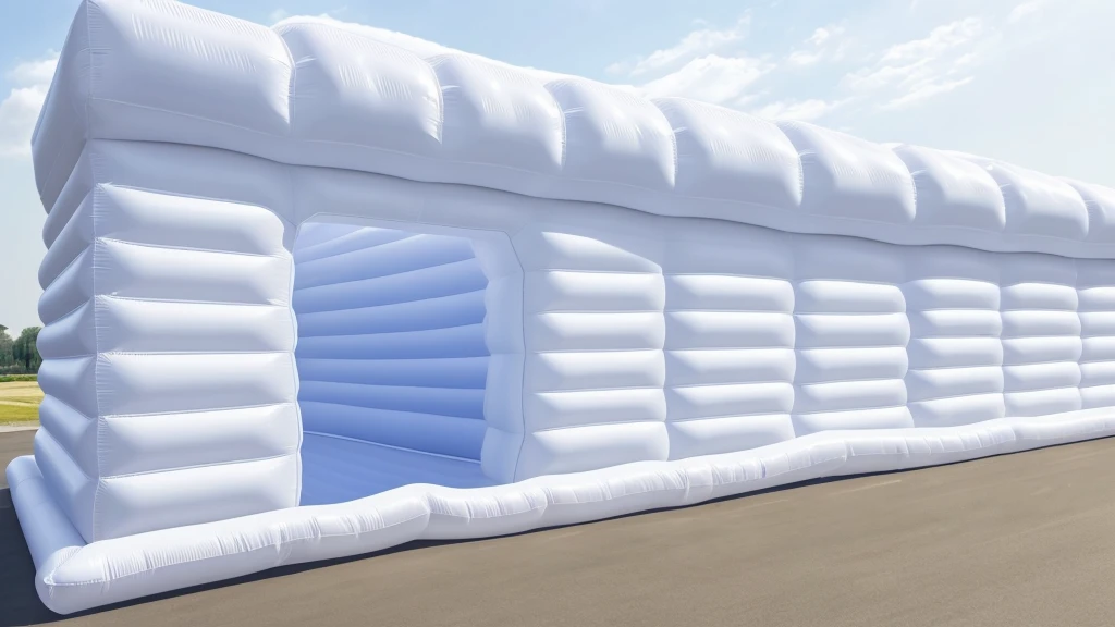 A wall composed of inflatable blocks,Front view,Realistic of a inflatable installation in the shape, white inflatable plastic film material, wrapped in a white polyester sheet. close-up,,minimalist, most best quality,32K Ultra HD, super detail, best quality, highres, high details,Top view