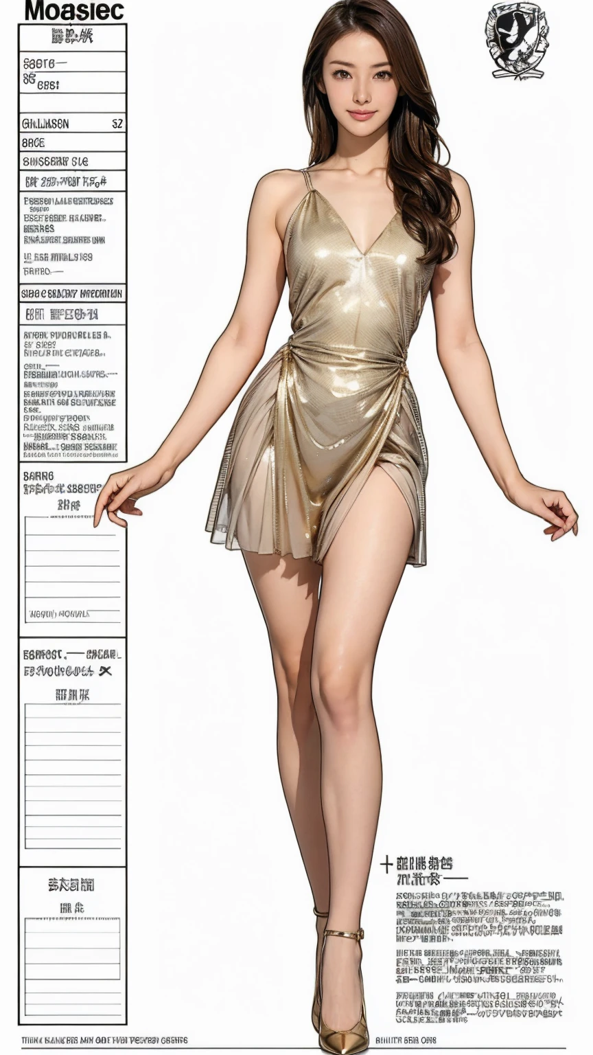 Detailed character sheet, Front view, Side view, Diagonal view, with a indigo returnground, show women, 30 years old, with short dark brown hair combed return, nude, naked. The seat includes different angles, Front etc., return, and Side views, Model sheets and reference sheets, Full-body painting. Proportions are based on a 7.5 head scale. small sagging breasts, (pubic hair, hairy pussy, hairy vulva)