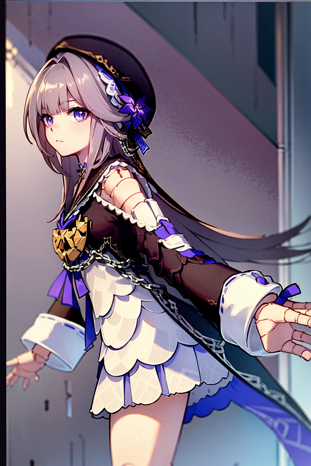 (Invitation to the Alley,Masterpiece, Top Quality, Top Quality, Official Art, Beautiful, Aesthetic:1.2), (1 girl), Highly Detailed Eyes, (Jittery Eyes), Most Detailed, (Perfect Face), Shiny Skin, High Resolution