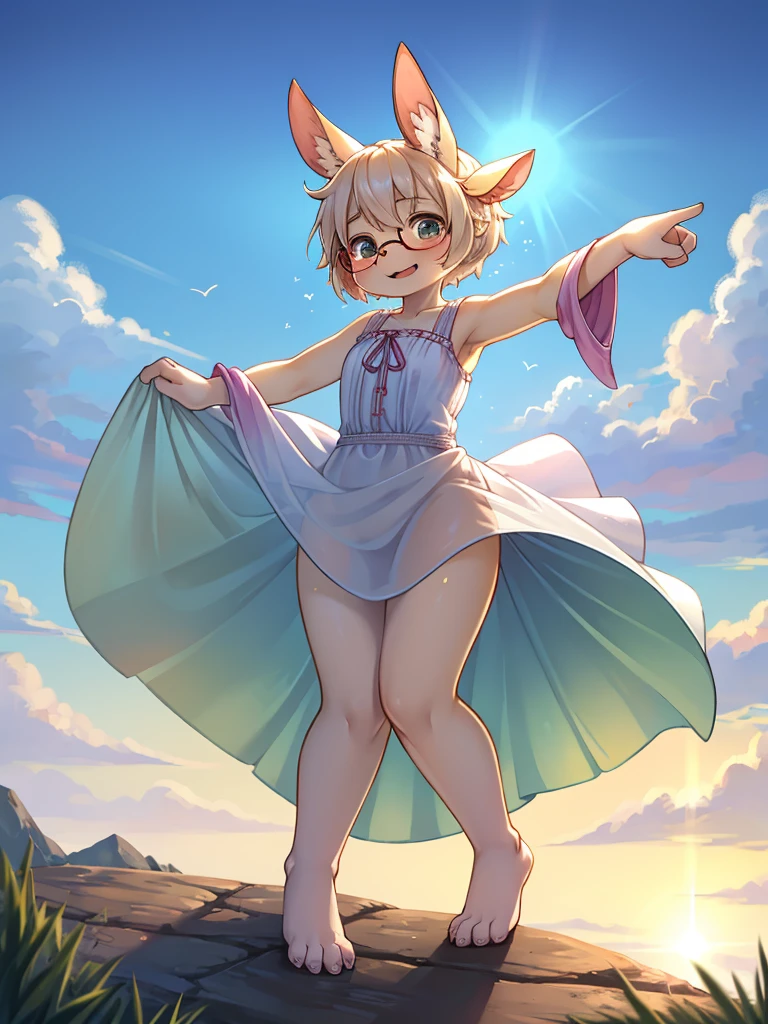 Columbia Pictures logo style , Hallucination , (ugly geek Sow) , (butterface) , relaxed Fluttering white thin huge 1fabric , Dancing on the top of hill , halation , Strong sunlight , The fabric is see-through, so your skin is visible , Divine Light , morning dew