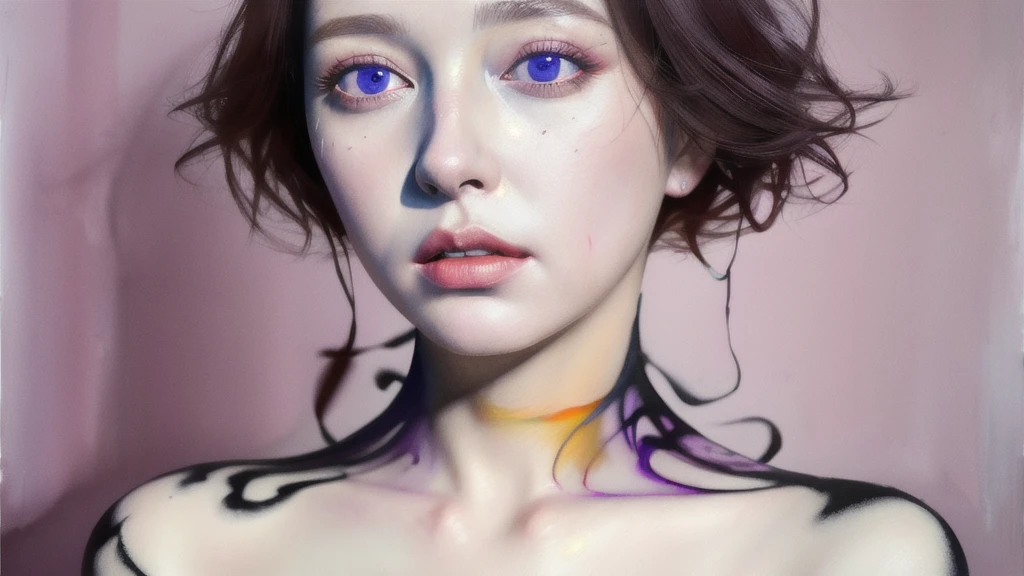 Android Beauty, Powerful paintings inspired by Francis Bacon, Ultra-realistic surrealism, Hyperrealism, fear, art, hyper real painting, Realistic illustration painting, カラフルなHyperrealism, Hyper-realistic digital art