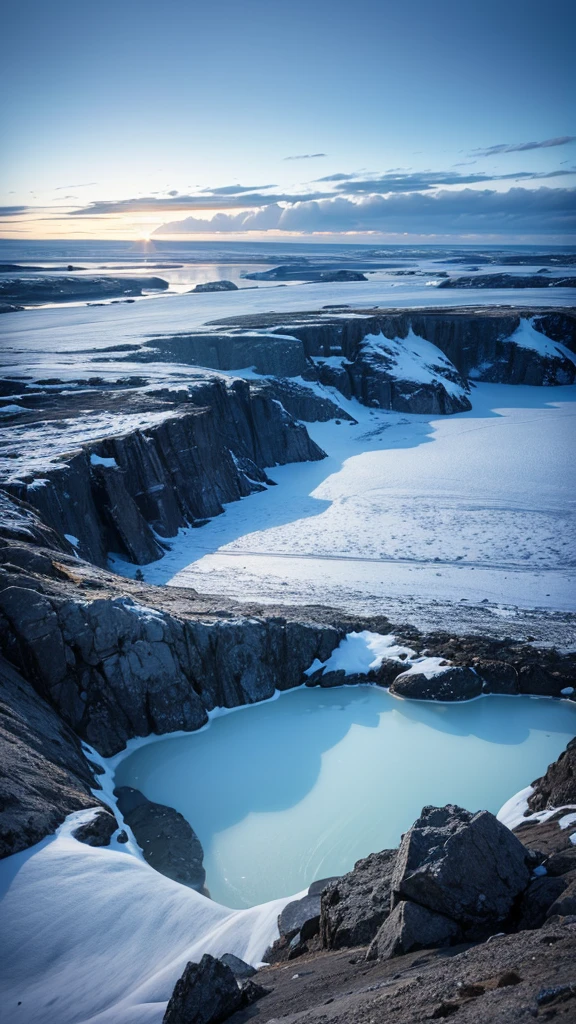 Arctic landscape bathed in intense light,Photorealistic and highest quality