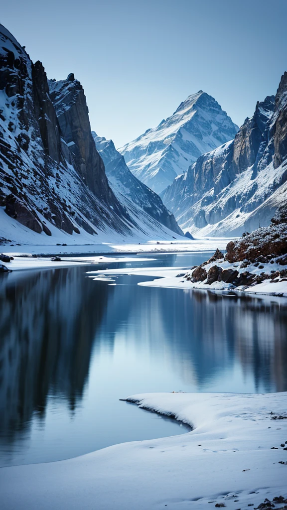 Arctic landscape bathed in intense light,Photorealistic and highest quality