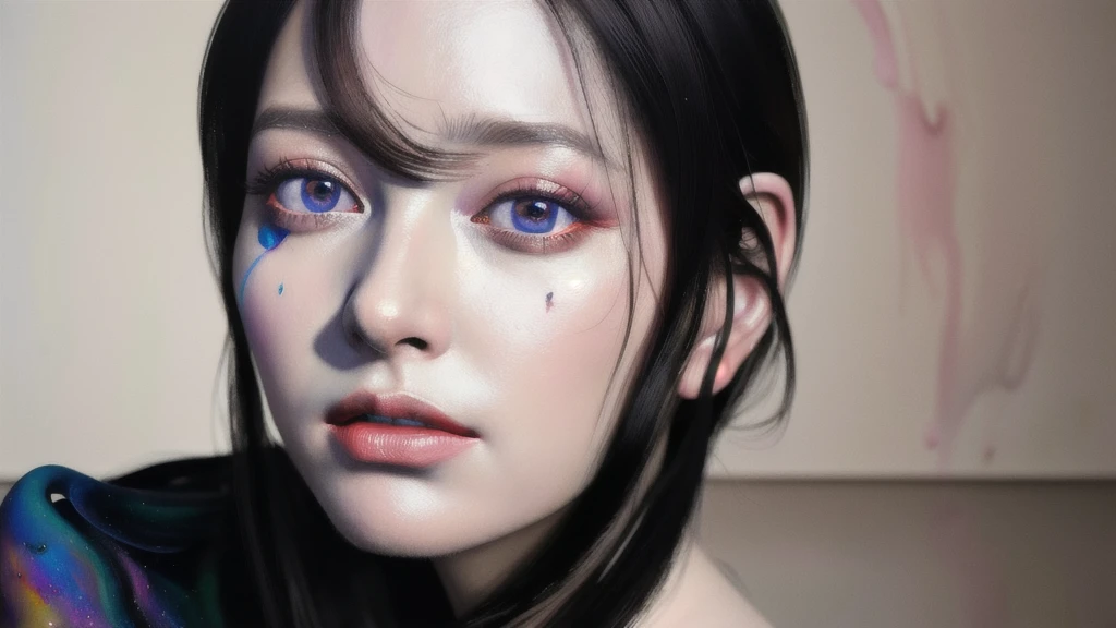 Android Beauty, Powerful paintings inspired by Francis Bacon, Ultra-realistic surrealism, Hyperrealism, fear, art, hyper real painting, Realistic illustration painting, カラフルなHyperrealism, Hyper-realistic digital art