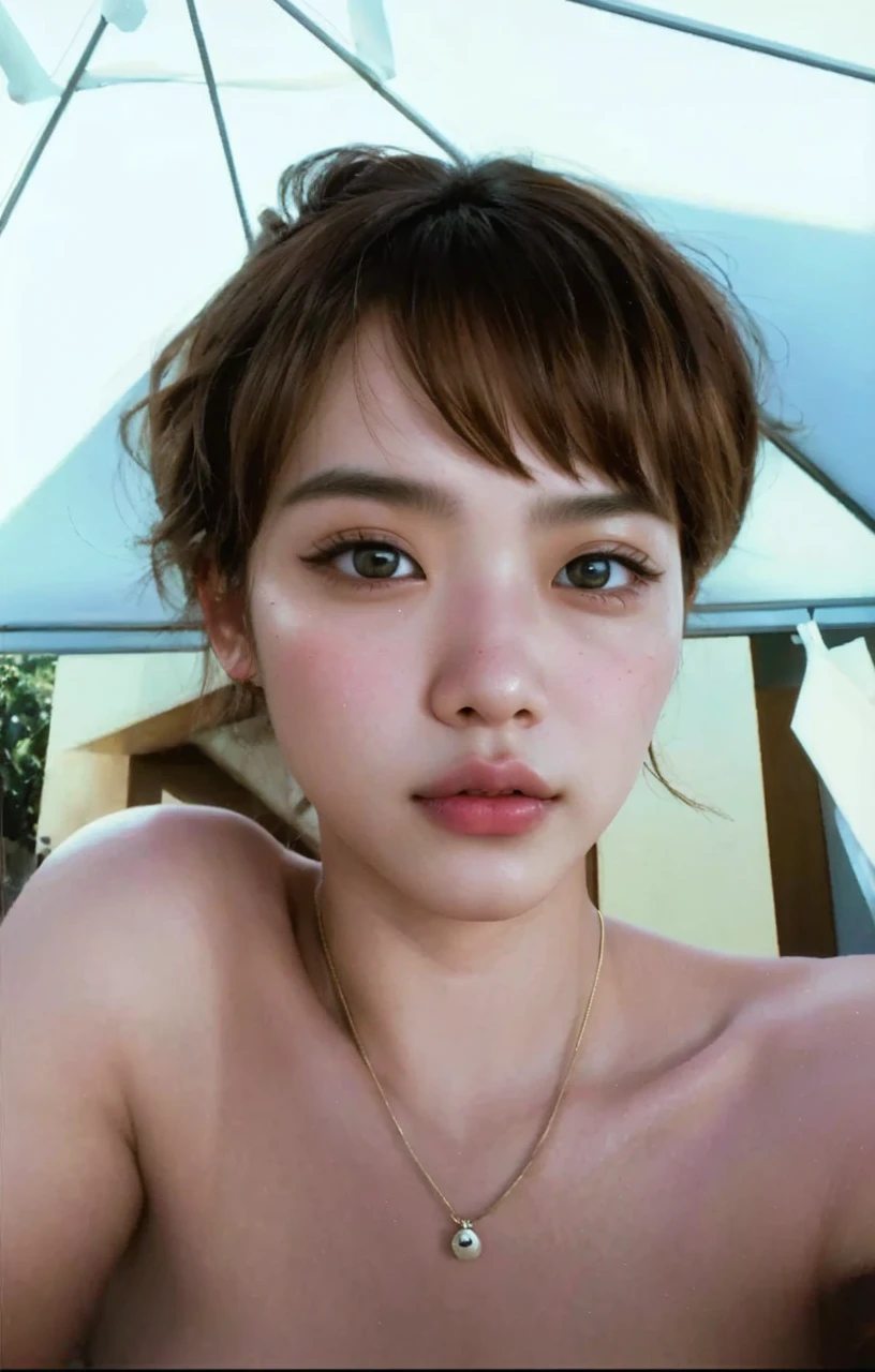 best quality,ultra-detailed, highres,masterpiece:1.2),portrait,asian man with white shirt, Jimin,plump lips, Park Jimin-inspired aesthetic, swollen right eyelid of Jimin, Greek nose of Jimin, inspired by Bian Shoumin, elongated neck, vivid colors,soft lighting, perfect small nose, perfect face, expressive eyes, puppy eyes, adorable eyes, small nose, adorable eyes
