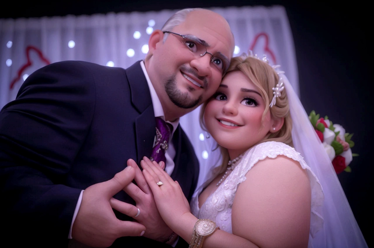bride and groom posing for a photo at their wedding, Mom and Dad, foto perfil, profile image, casal feliz, wedding photo, Lovely couple, lorena avarez, adreas rocha, david rios ferreira, 1614572159, the background is heavenly, celebrating an illegal marriage, album photo, powder Nándor Katona