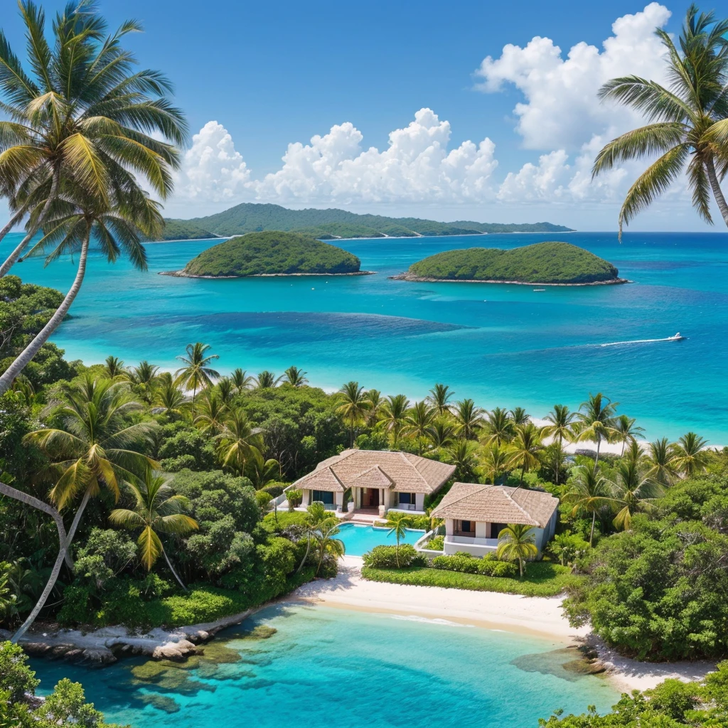 ,masterpiece, best quality,8k, ultra highres,sea island,Palau,the setting sun,Seven Colored Seas