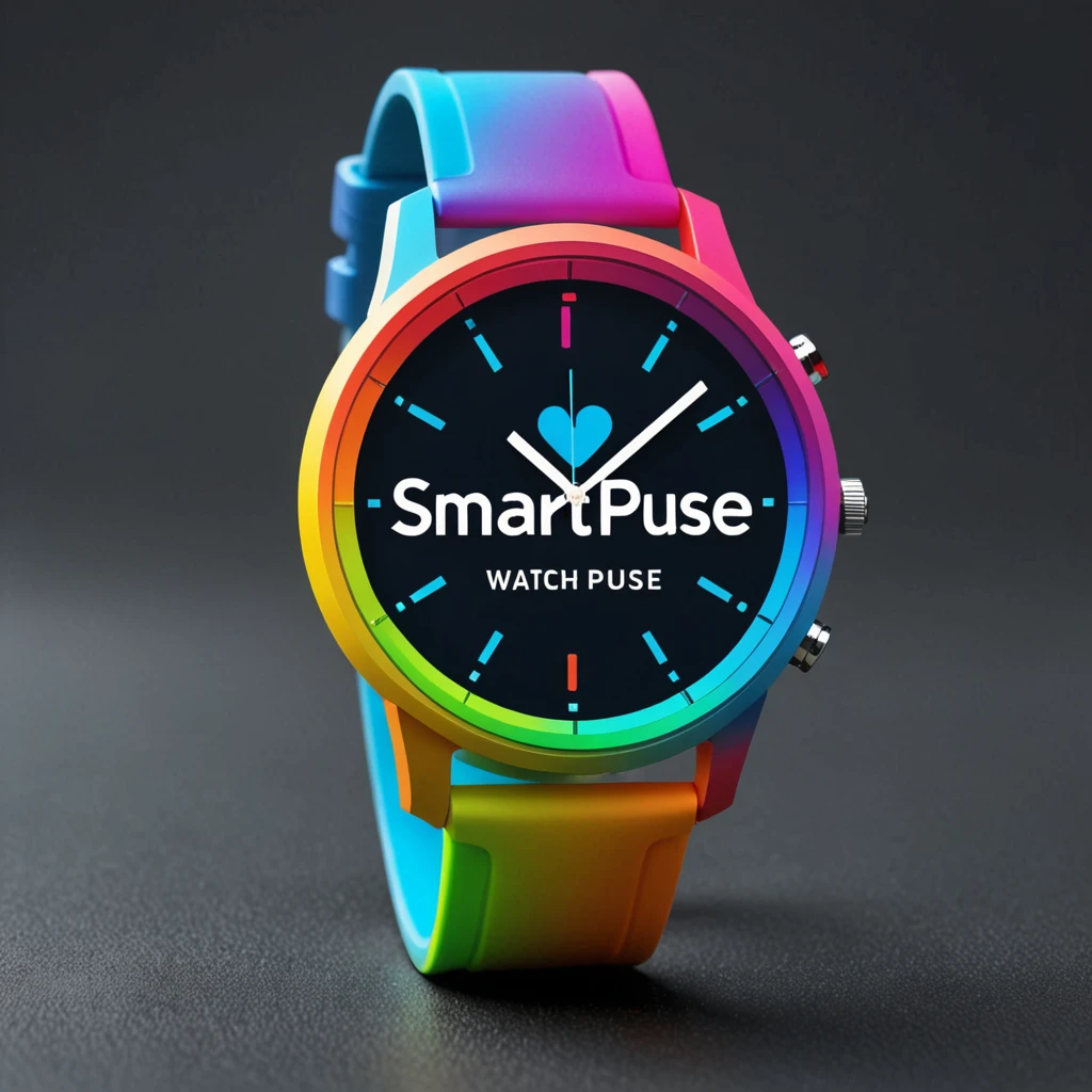 an attractive brand logo for 'SmartPulse watch' colourful with using words