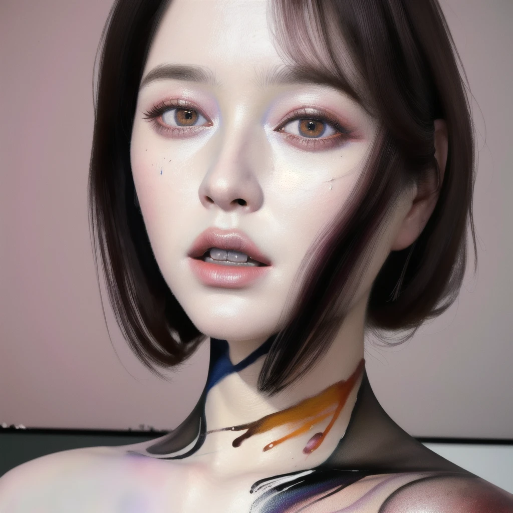 Android Beauty, Powerful paintings inspired by Francis Bacon, Ultra-realistic surrealism, Hyperrealism, fear, art, hyper real painting, Realistic illustration painting, カラフルなHyperrealism, Hyper-realistic digital art