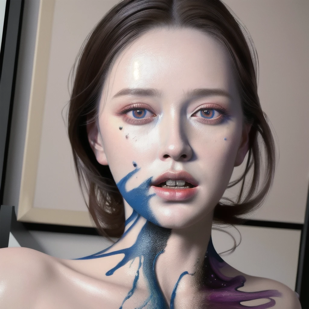 Android Beauty, Powerful paintings inspired by Francis Bacon, Ultra-realistic surrealism, Hyperrealism, fear, art, hyper real painting, Realistic illustration painting, カラフルなHyperrealism, Hyper-realistic digital art