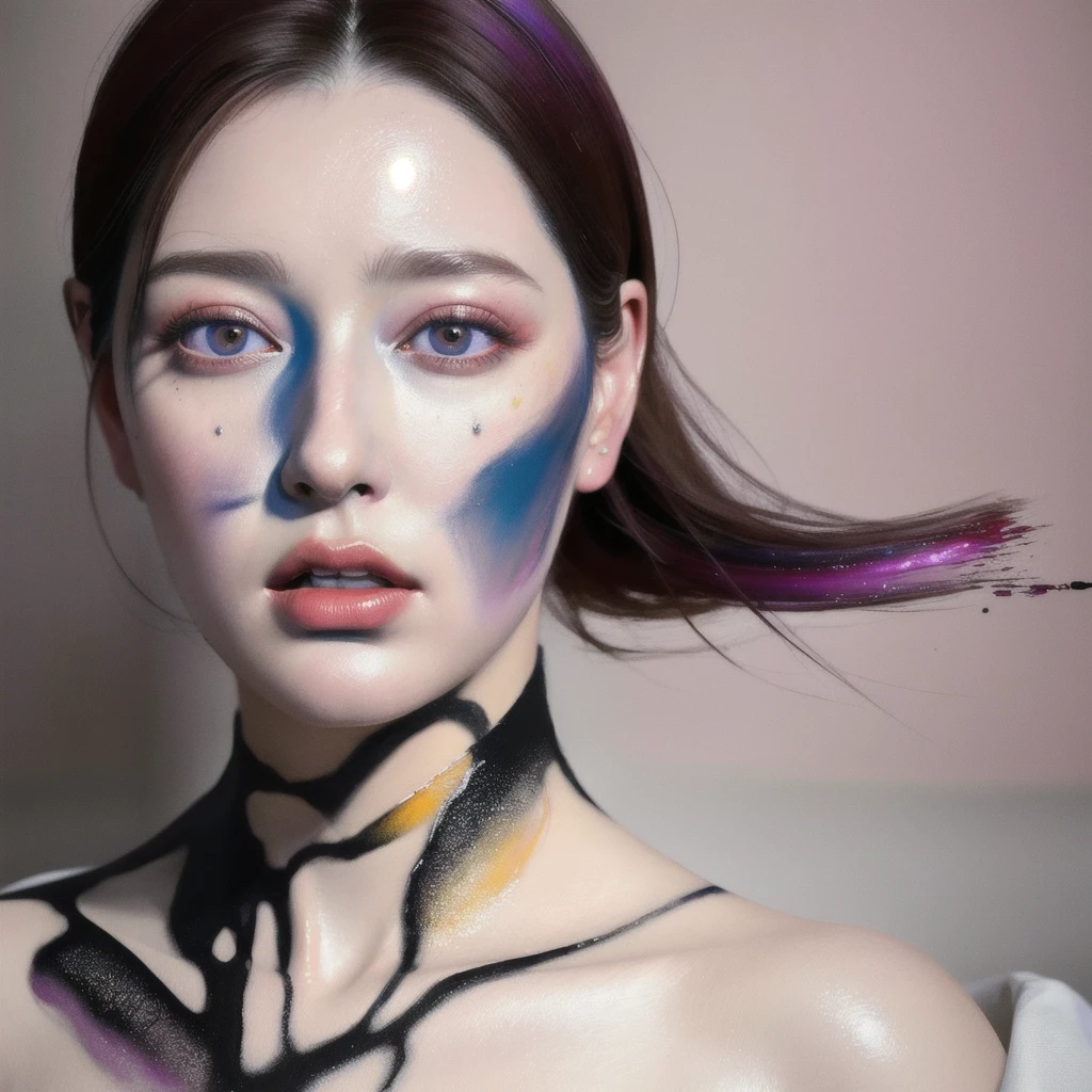 Android Beauty, Powerful paintings inspired by Francis Bacon, Ultra-realistic surrealism, Hyperrealism, fear, art, hyper real painting, Realistic illustration painting, カラフルなHyperrealism, Hyper-realistic digital art