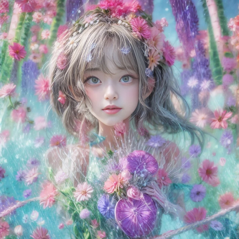 Crimson, White in Pearly RainbowColors,ExtremelyDetailed(ProfessionalPhoto of Girl Floating in the Sky:1.37)ZoomLayer{Stunning|Mystic|GodRays|Haze}, 280th floor infinity pool, Tallest building in the urban forest, {Around bonsai|Luo Han Song|coconut palms|tulips|Rose flower}, (Masterpiece 8K TopQuality:1.2), (ExtremelyDetailed NOGIZAKA face and Eyes:1.37)ElaboratePupils with (SparklingHighlights:1.28) DoubleEyelids with Voluminous LongEyelashes RosyCheeks (Joyful Expressions LifeLike Rendering)MotionBlur BREAK Detailed impeccable Radiant PearlSkin with Transparency White(Skinny SchoolSwimwear) {(HiddenHand)|((Corrected BabyLike Hand))} (Whole Body Proportions and all limbs are Anatomically Accurate), FlowerWreath WrappedBody Flowers Covering girl's body Full of Flowers {Dazzling RainbowColorHorizon|ColorfulSky|ColorfulClouds|Starly Stars}(extra limbs:-1.4)(Not Detailed Face:-1.4)(Not Detailed Hand:-1.4)