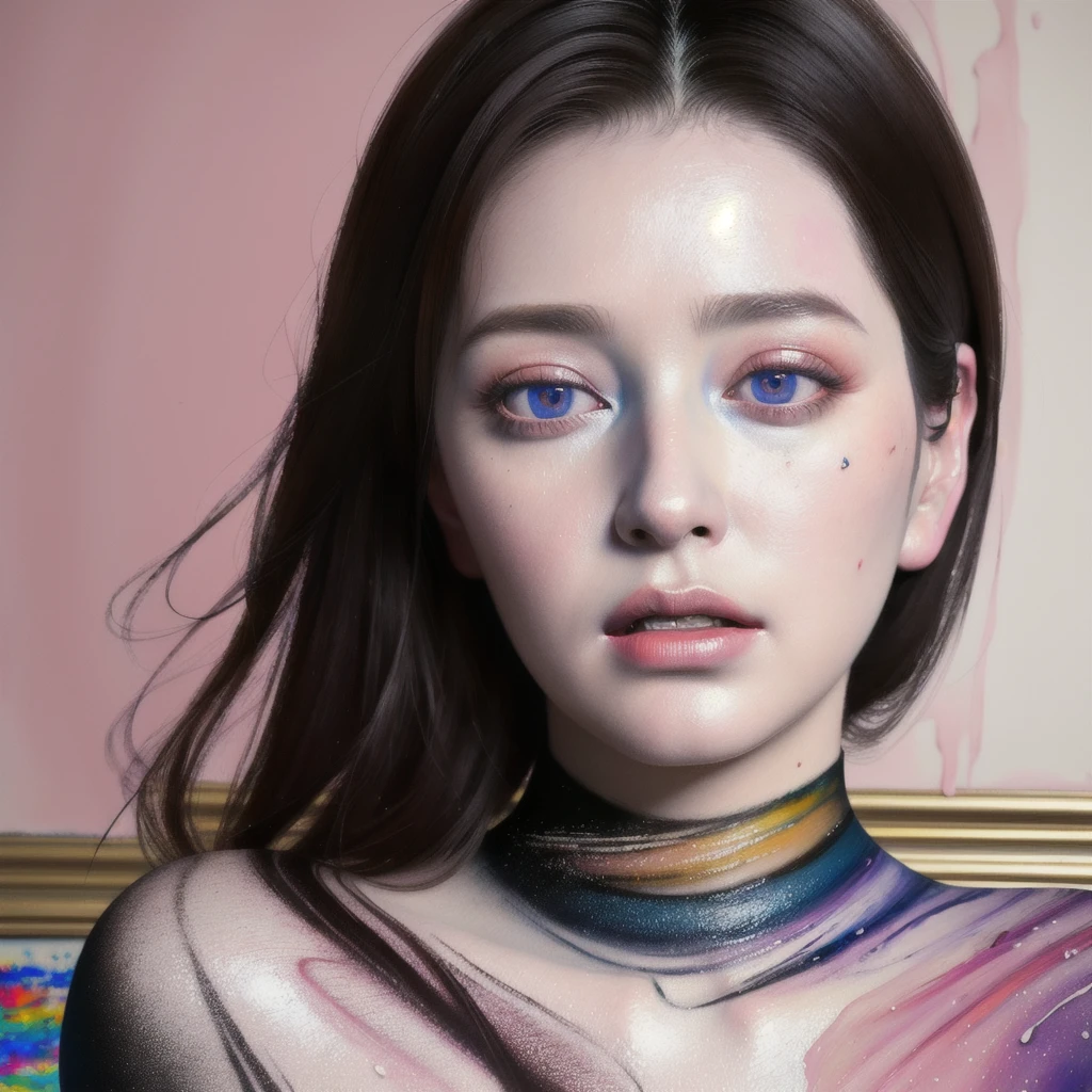 Android Beauty, Powerful paintings inspired by Francis Bacon, Ultra-realistic surrealism, Hyperrealism, fear, art, hyper real painting, Realistic illustration painting, カラフルなHyperrealism, Hyper-realistic digital art