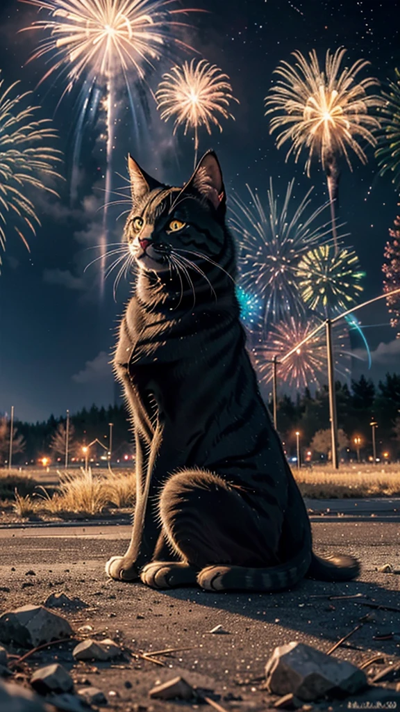 Fantastic scenery、firework、firework大会、Rainbow colorsのfireworkが打ちあがっている瞬間、With the night sky、壮大なfirework、future都市、Highest quality、masterpiece, (Diffuse reflection of light:1.2), When the fantastic rainbow turns into shadow, bathed in a mystical atmosphere.Catたちも見ています、 Cat, Cast magic spells. evoke a sense of wonder and awe. A fusion of natural grandeur and magic, Weaving dreams into reality. Behold, null, And the unknown, Fleeting、And an eternal moment, 16K, Ultra-high resolution.Realistic, Ultra-high resolution, to be born,future、Rainbow colorsに光り輝く、Rainbow colors、The world 30 years from now。