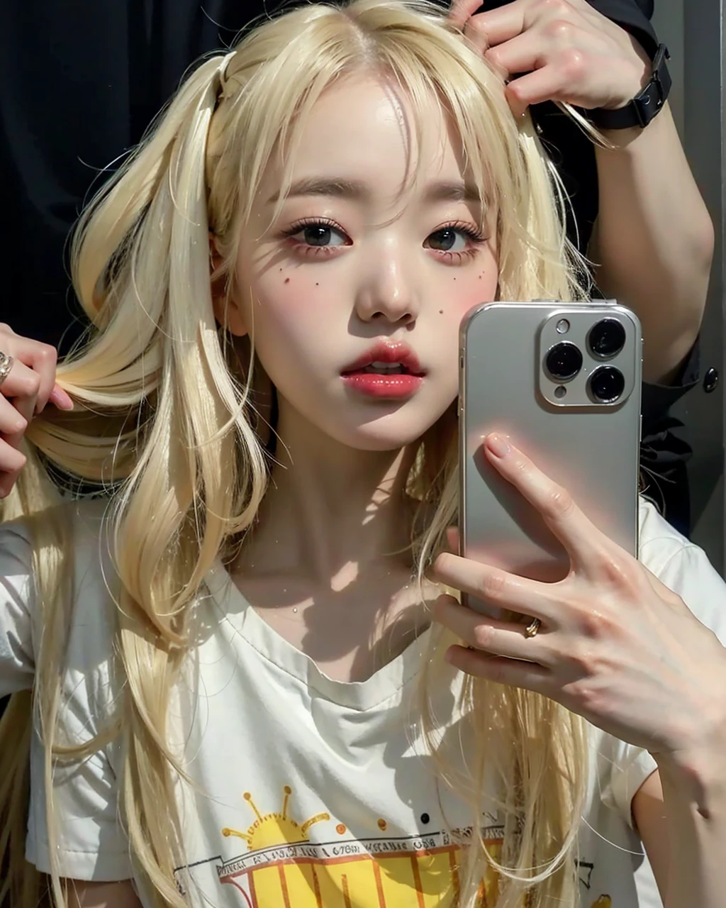 best quality, master part, ultra high-resolution, (photorrealistic:1.4), Foto RAW, 1girl, Inside the café, Looking at Viewer, long hair, pale skin, halfbody