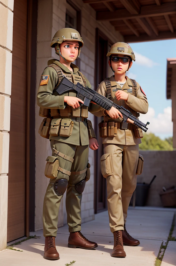 American Military full gear picking gun and armour