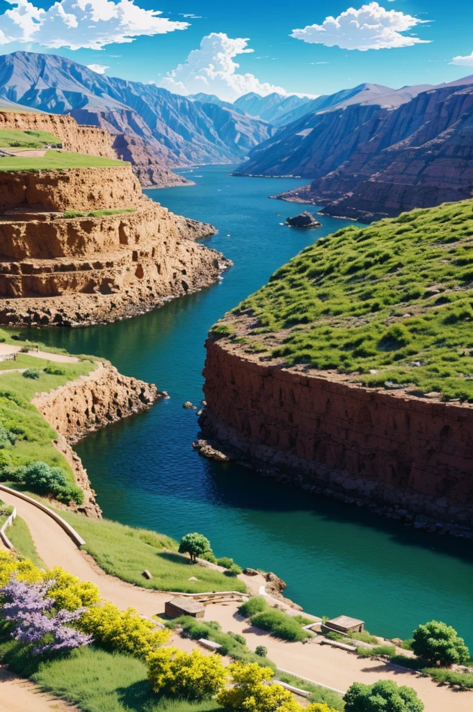 Make an image of the landscape from the anime bleach