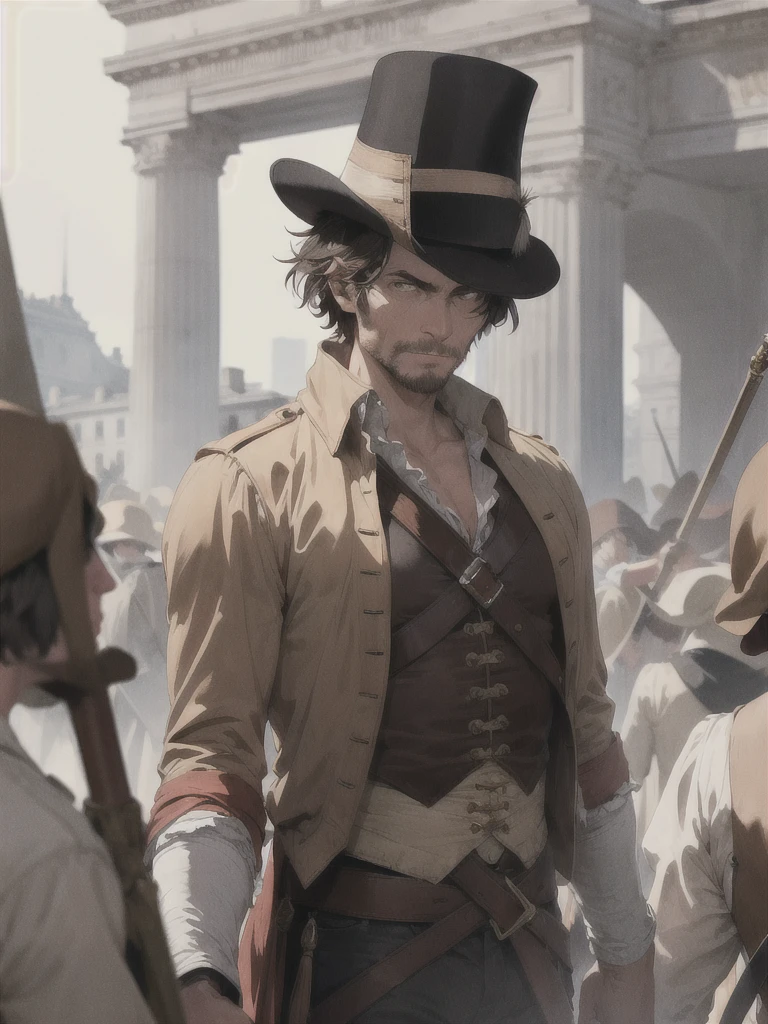 high resolution, ultra detailed. Extremely poor man in the French revolution