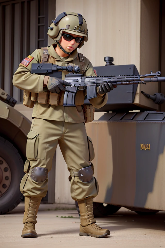 American Military full military armored and picking guns m416