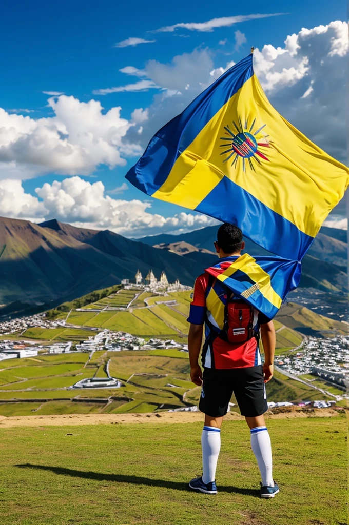 A person with the Ecuador logo in animation 