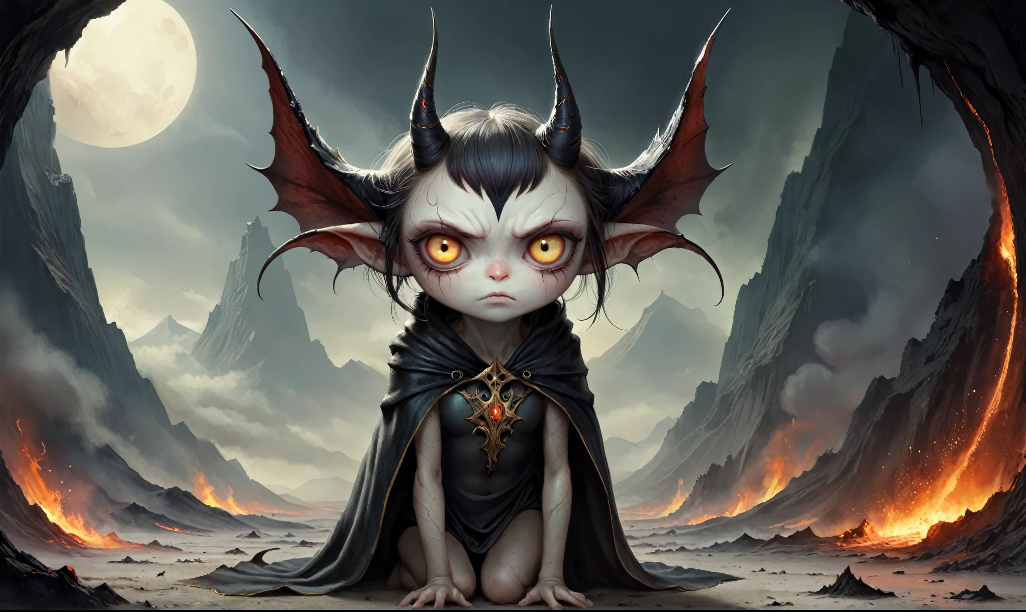 Full body length shot, famous artwork by (tom bagshaw:1.1), detailed expressive eyes, fantasy style, the grumpy lubwad is a tiny creature that prospers in intense heat, building its resiliforged lairs in the flanks of active volcanoes on planet ramsnuggle vi, here we get a good look at its dark ears and intricate eyes as it lays in ambush to prey on the grubby sneezlenook from the shadows of its yarbled hideout
RAW photo, realistic texture, extremely detailed, absurdres, sharp focus, volumetric lighting, subsurface scattering
realistic skin, (natural skin:1), (skin details, skin texture:1.1), (skin pores:1), (skin imperfections:0.3),
Mestichino,Light particles,marble leather ,ink photography ,RAW, NIKON Z9,ink photorealism,Mestichino,Light particles,marble leather ,ink photography , school of magic