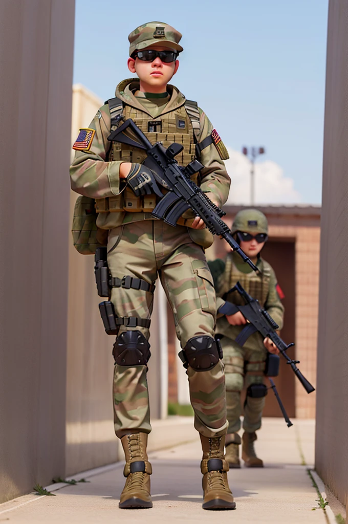 American Military full military armored and picking guns m416 boys