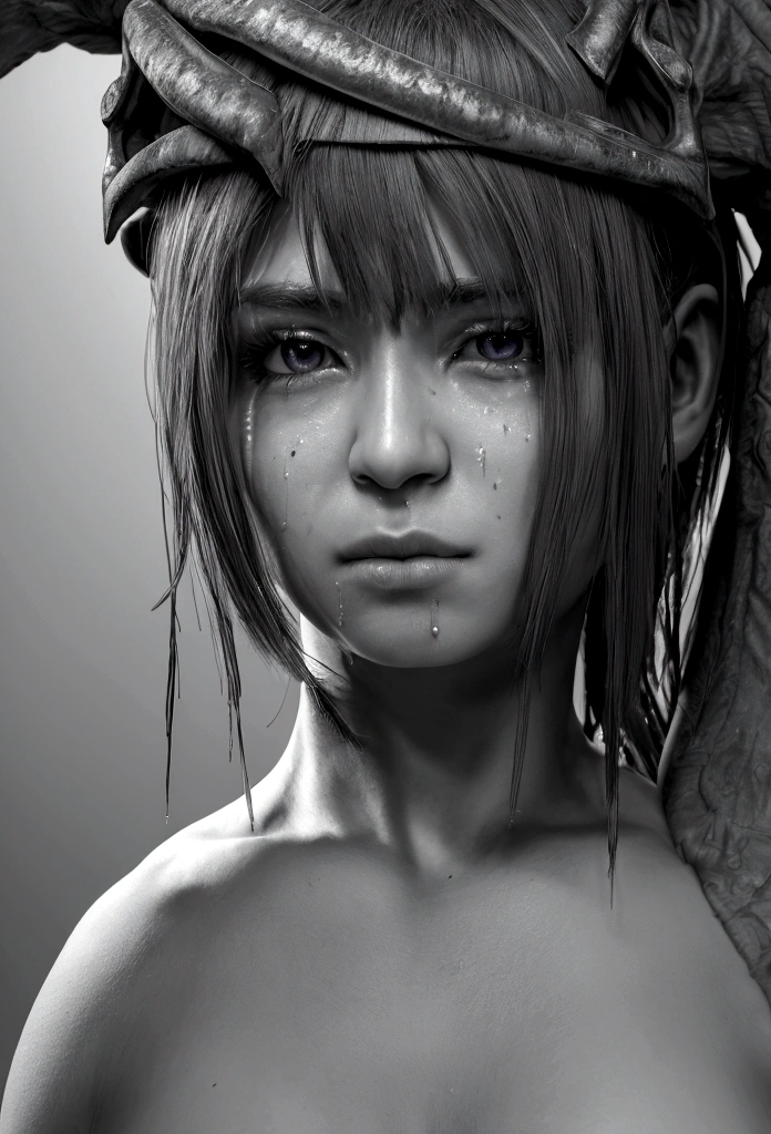 ((((masterpiece)))), ((unity 8k wallpaper, photo realistic, ((detailed face)), cinematic light, ultra-detailed, best quality)), nsfw, bdsm, very beautiful perfect body girl,1 girl, ((cry, empty eyes)), abs, pec, (thin waist), silver bikini armor, battle boots, (((fight monsters, rape, death struggle, execution))), on the city, full body Shot 