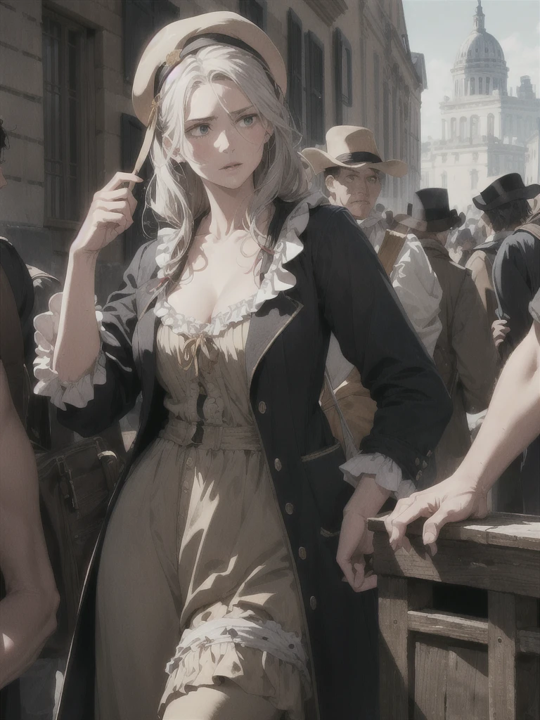 high resolution, ultra detailed. Extremely poor woman, very poor. French Revolution