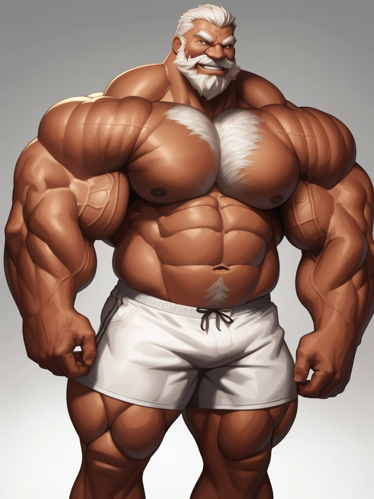 vector, mwvector, solo, 1boy, perfect anatomy, perfect proportion, smile, grinning, big eyes, happy. Huge Muscular Old man wearing corwn and king cloack with short hair ,(white shorts), view from side, pectoral, thick arms, huge pectoral, wide pectoral, white hair, white beards, simple background, masterpiece, semirealistic:1.2, high detailed, 8k, high resolution, perfect center, full view. ((really big muscle, massive muscular, sixpack, thick arms, wide pectoral, super huge muscle, hyper muscular, over sized muscle, huge arms, big arms, huge pectoral))