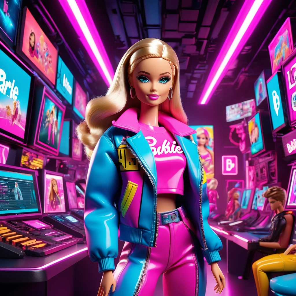 (full body:1.9) (style:1.5), cyber neon clothes. bitcoin hold hand, a white (woman 25 years old:1.3), (Barbie doll:1.9), character splash art, rapper, big tech corporate art design, eboy, eco punk, cwc eco punk, cwc (one person in the frame:1.9), 3d style, ((best quality)), ((masterpiece)), detailed soft oil painting, detailed background, dramatic cinematic lighting, soft edge lighting, professional, dramatic lighting, hard edge lighting, ultra quality, 4k,(masteriece, best quality, 8k, ultra highres, highres:1.4), extremely detailed