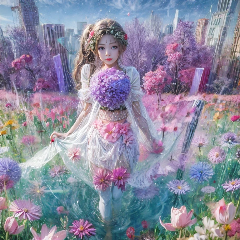 Crimson, White in Pearly RainbowColors,ExtremelyDetailed(ProfessionalPhoto of Girl Floating in the Sky:1.37)ZoomLayer{Stunning|Mystic|GodRays|Haze}, 280th floor infinity pool, Tallest building in the urban forest {Carnation|Tulips|(Rose)}, (Masterpiece 8K TopQuality:1.2), (ExtremelyDetailed NOGIZAKA face and Eyes:1.37)ElaboratePupils with (SparklingHighlights:1.28) DoubleEyelids with Voluminous LongEyelashes RosyCheeks (Joyful Expressions LifeLike Rendering)MotionBlur BREAK (Acutance:0.77) PUNIPUNI impeccable Radiant PearlSkin with Transparency White(Skinny SchoolSwimwear) {(HiddenHand)|((Corrected BabyLike Hand))} Whole Body Proportions and all limbs are Anatomically Accurate, FlowerWreath WrappedBody Full of Flowers Covering girl's body {(Dazzling RainbowColorHorizon)|ColorfulSky|ColoredClouds|(Starly Particles)}(extra limbs:-1.4)(Not Detailed Face:-1.4)(Not Detailed Hand:-1.4)