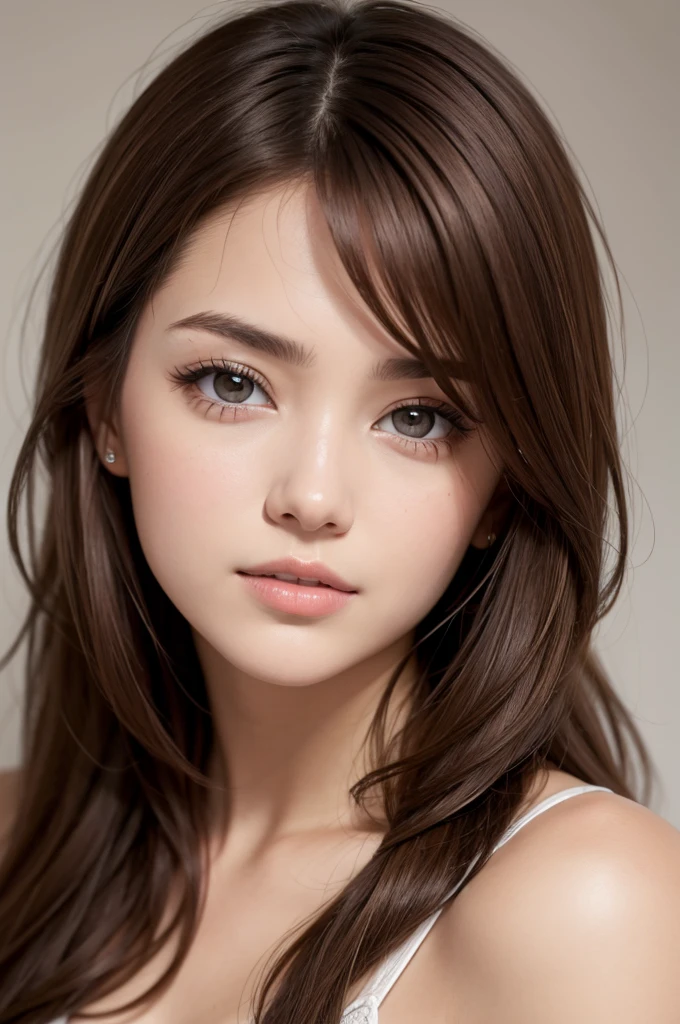 with brown hair and dark eyes