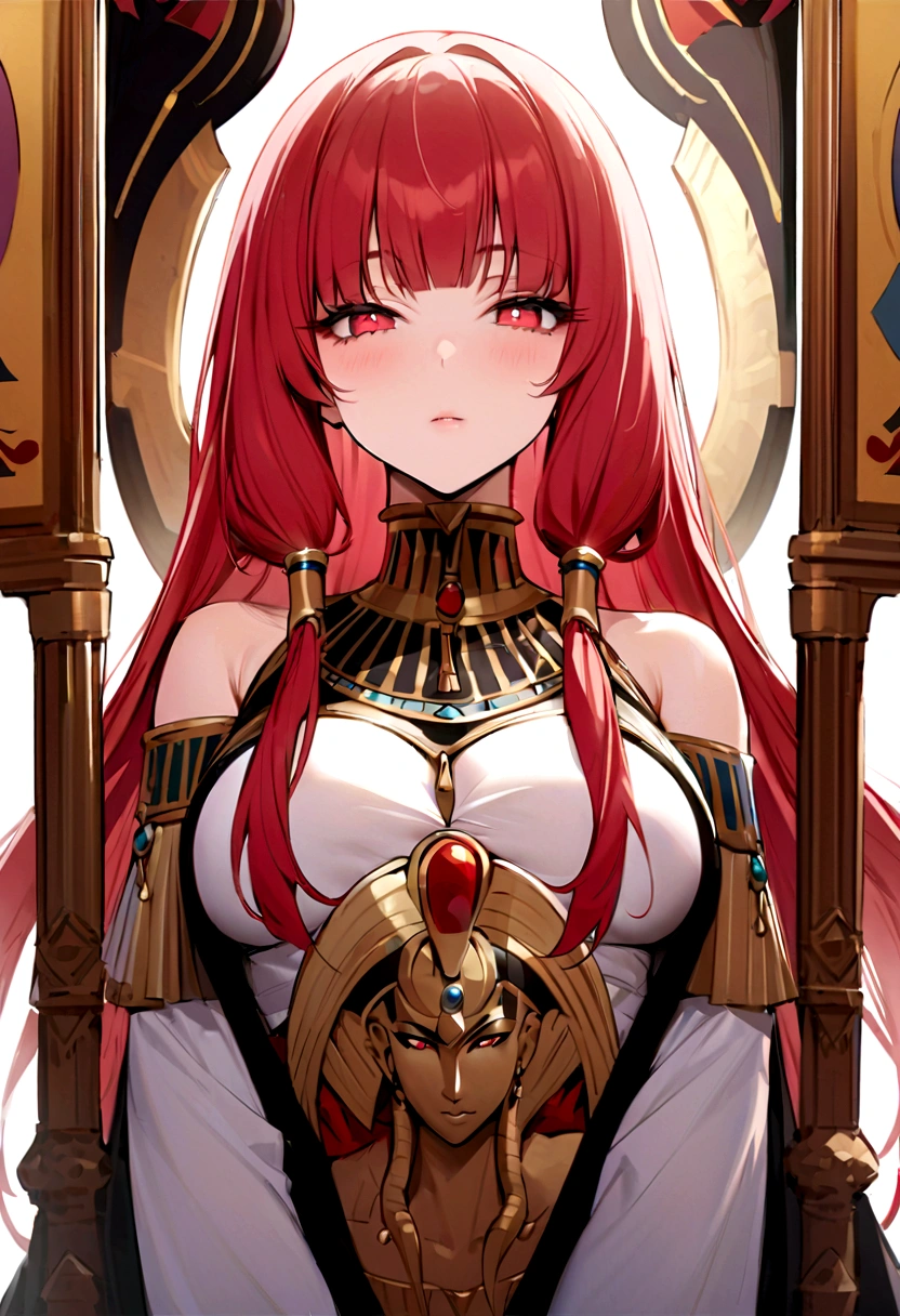 Highest quality、woman、cool、Egyptian mythology、Red hair、Red eyes、Long Hair、Delicate eyes、sexy:1.5