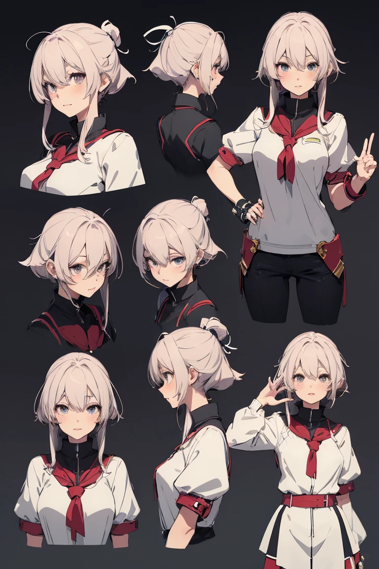 The girl ((leans)), ((side view:0.5)) anime girl, Gesture, character design