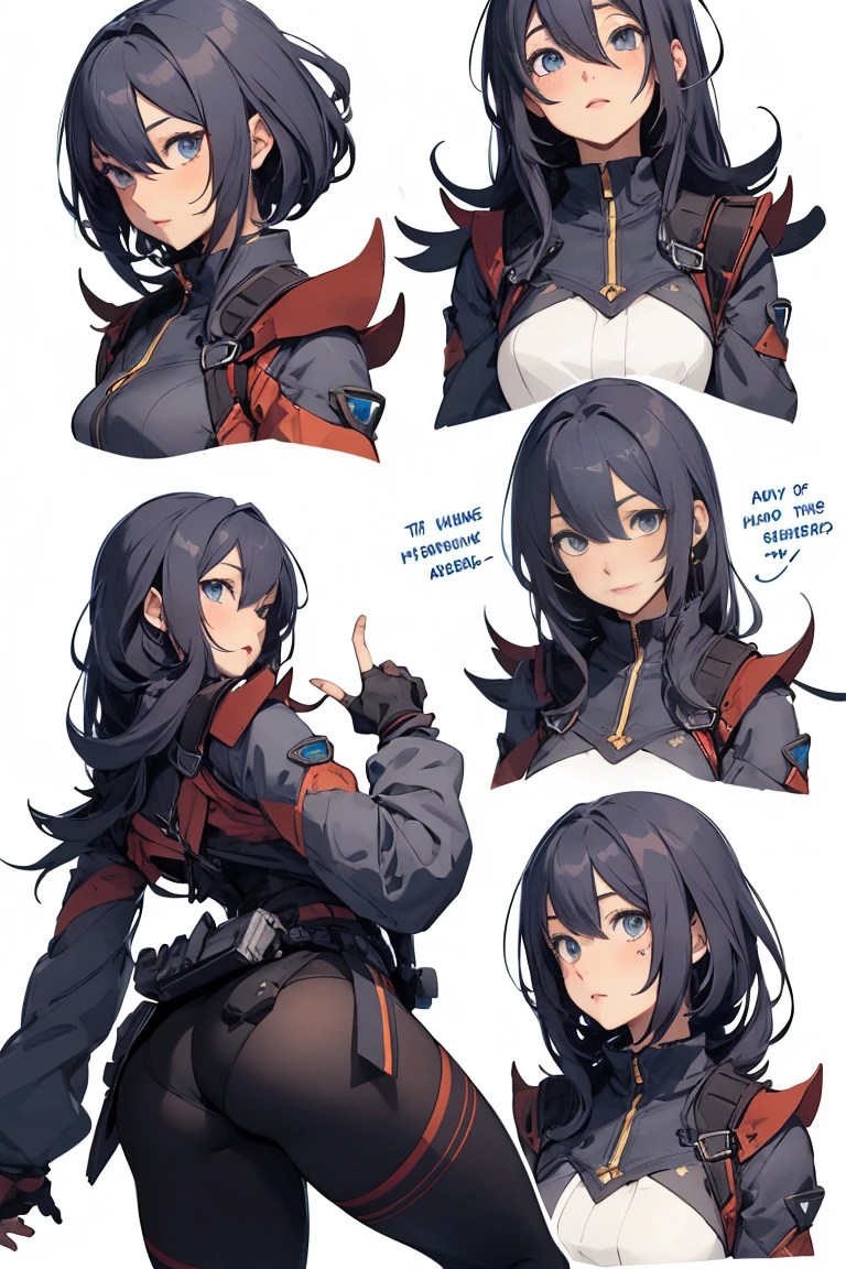 The girl ((leans)), ((side view:0.5)) anime girl, Gesture, character design