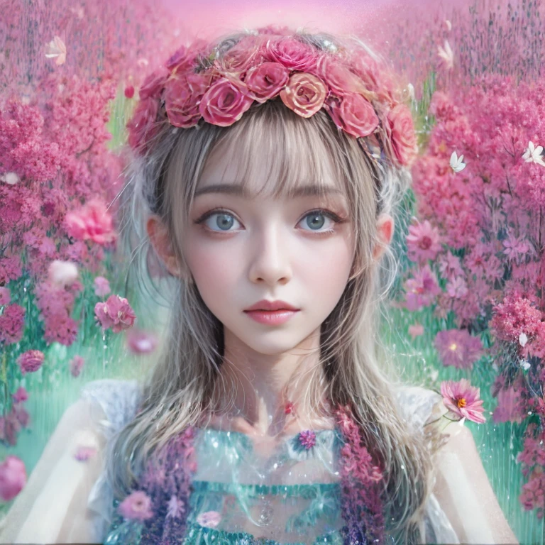 Crimson, White in Pearly RainbowColors,ExtremelyDetailed(ProfessionalPhoto of Girl Floating in the Sky:1.37)ZoomLayer{Stunning|Mystic|GodRays|Haze}, 280th floor infinity pool, Tallest building in the urban forest {Carnation|Tulips|(Rose)}, (Masterpiece 8K TopQuality:1.2), (ExtremelyDetailed NOGIZAKA face and Eyes:1.37)ElaboratePupils with (SparklingHighlights:1.28) DoubleEyelids with Voluminous LongEyelashes RosyCheeks (Joyful Expressions LifeLike Rendering)MotionBlur BREAK Detailed impeccable Radiant PearlSkin with Transparency White(Skinny SchoolSwimwear) {(HiddenHand)|((Corrected BabyLike Hand))} (Whole Body Proportions and all limbs are Anatomically Accurate), FlowerWreath WrappedBody Full of Flowers Covering girl's body {(Dazzling RainbowColorHorizon)|ColorfulSky|ColoredClouds|(Starly Particles)}(extra limbs:-1.4)(Not Detailed Face:-1.4)(Not Detailed Hand:-1.4)
