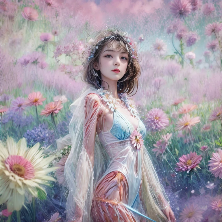 Crimson, White in Pearly RainbowColors,ExtremelyDetailed(ProfessionalPhoto of Girl Floating in the Sky:1.37)ZoomLayer{Stunning|Mystic|GodRays|Haze}, 280th floor infinity pool, Tallest building in the urban forest {Carnation|Tulips|(Rose)}, (Masterpiece 8K TopQuality:1.2),  (ExtremelyDetailed NOGIZAKA face and Eyes:1.37)ElaboratePupils with (SparklingHighlights:1.28) DoubleEyelids with Voluminous LongEyelashes RosyCheeks (Joyful Expressions LifeLike Rendering)MotionBlur  BREAK   Detailed impeccable Radiant PearlSkin with Transparency White(Skinny SchoolSwimwear) {(HiddenHand)|((Corrected BabyLike Hand))} (Whole Body Proportions and all limbs are Anatomically Accurate), FlowerWreath WrappedBody Full of Flowers Covering girl's body {(Dazzling RainbowColorHorizon)|ColorfulSky|ColoredClouds|(Starly Particles)}(extra limbs:-1.4)(Not Detailed Face:-1.4)(Not Detailed Hand:-1.4)