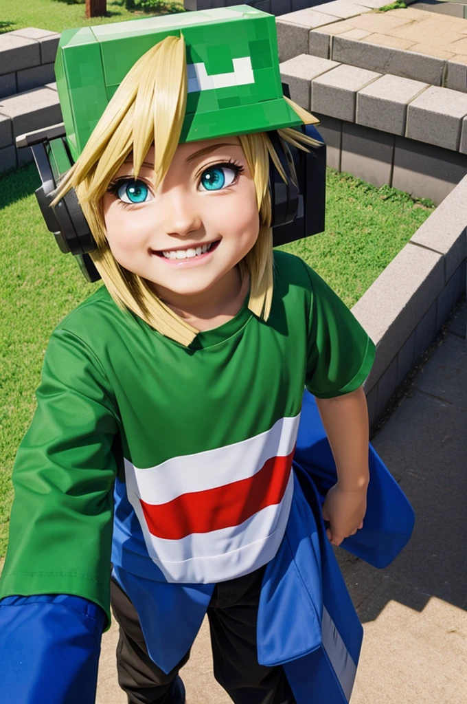 Make a Minecraft anime character vary good and smile
