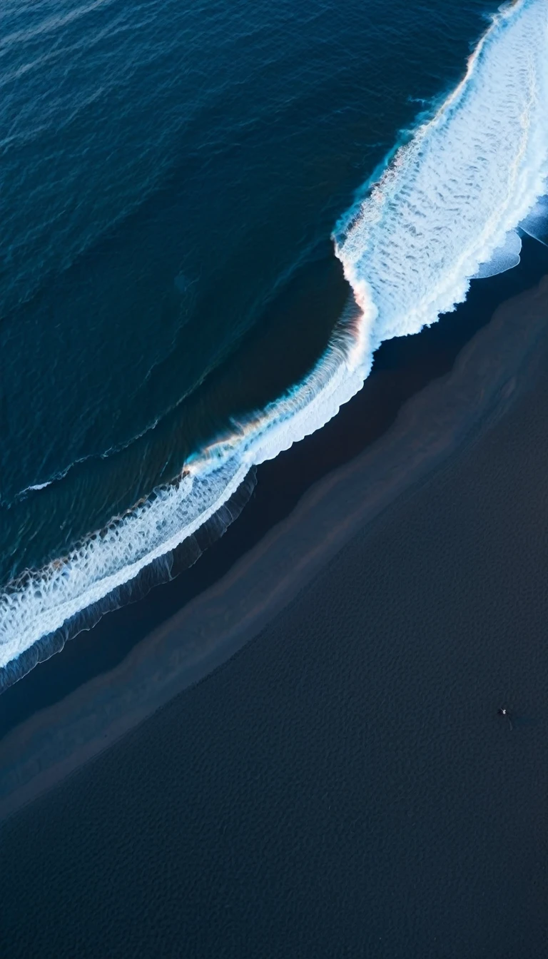Top view,Black sand beach,Red Sea
