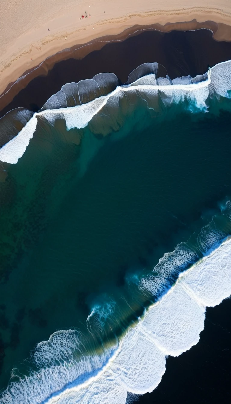 Top view，Black sand beach，Red Sea